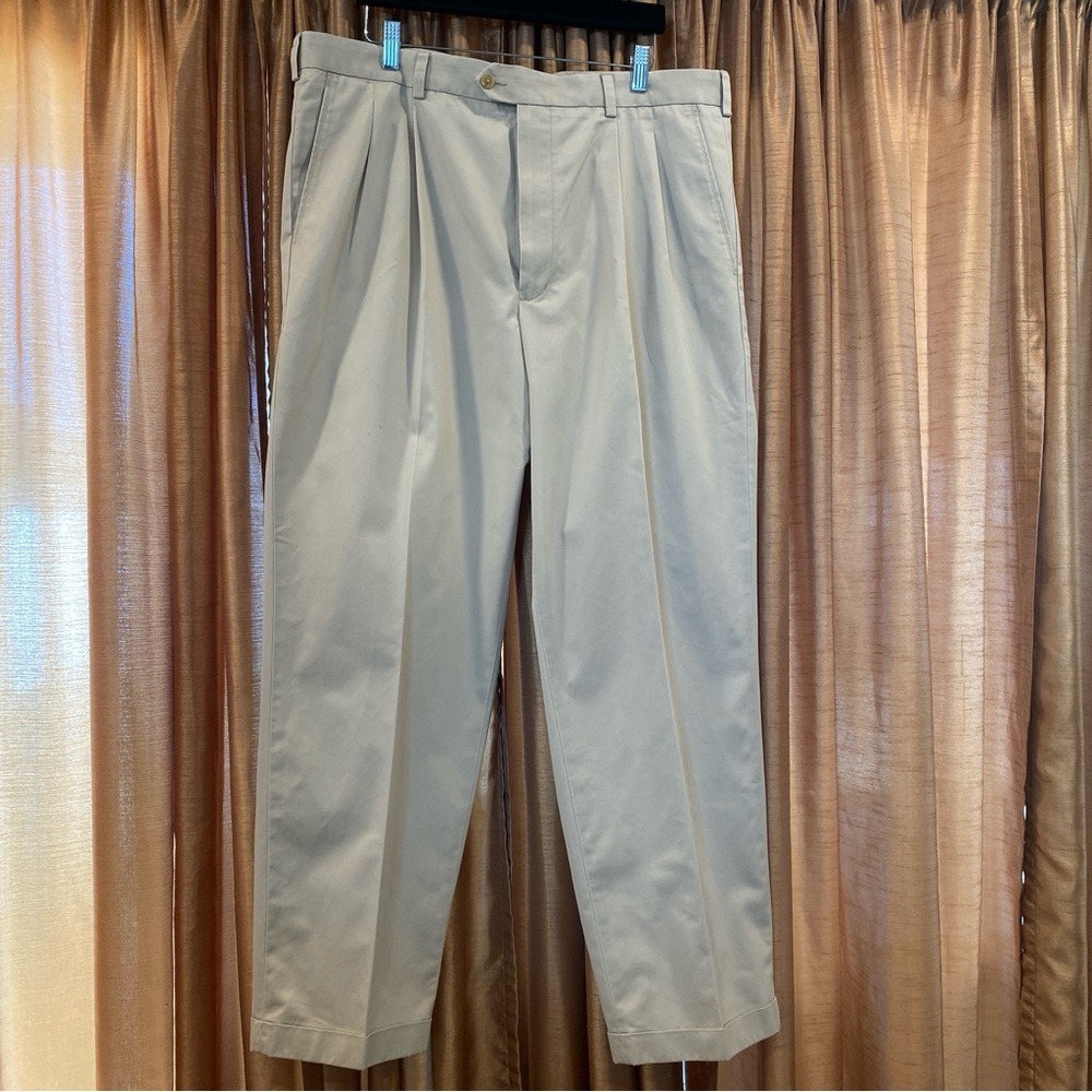 John W Nordstrom‎ Khaki Tan Pleated Dress Pants 38W 31L